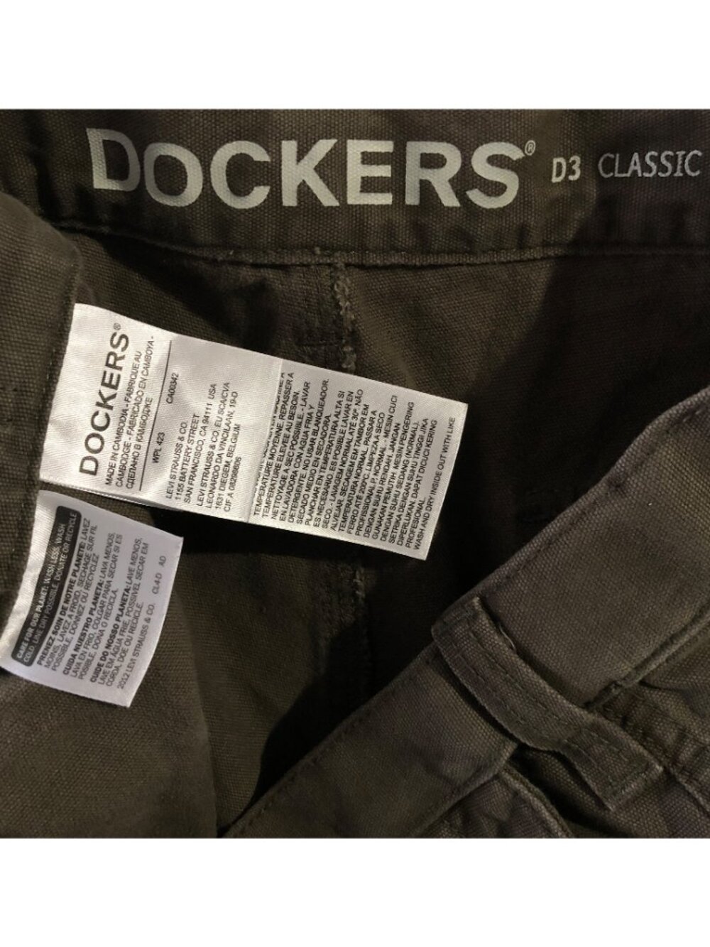 Dockers Pants Mens Waist 36 Green Canvas D3 Classic Utility Cargo Pocket - Picture 6 of 7